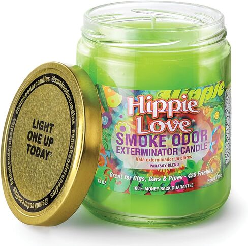 Smoke Odor Exterminator 13 oz Jar Candles Hippie Love, (3) Set of Three Candles. in Saudi Arabia