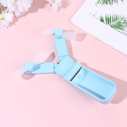 Sewroro المحمولة البسيطة USB قابلة للطي مروحة برأسين خفيفة الوزن قابلة للشحن جهاز تبريد شخصي للسفر الصيف استخدام في الهواء الطلق in Kuwait