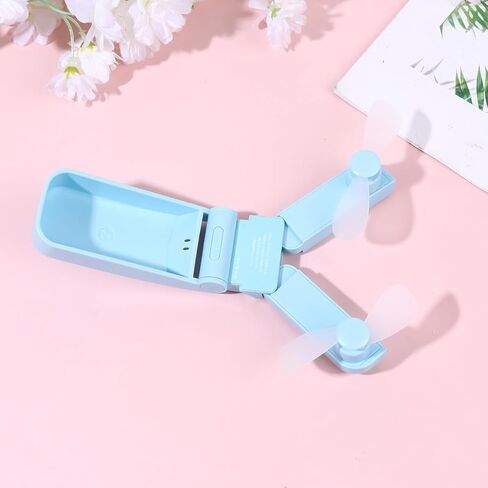 Sewroro المحمولة البسيطة USB قابلة للطي مروحة برأسين خفيفة الوزن قابلة للشحن جهاز تبريد شخصي للسفر الصيف استخدام في الهواء الطلق in Kuwait