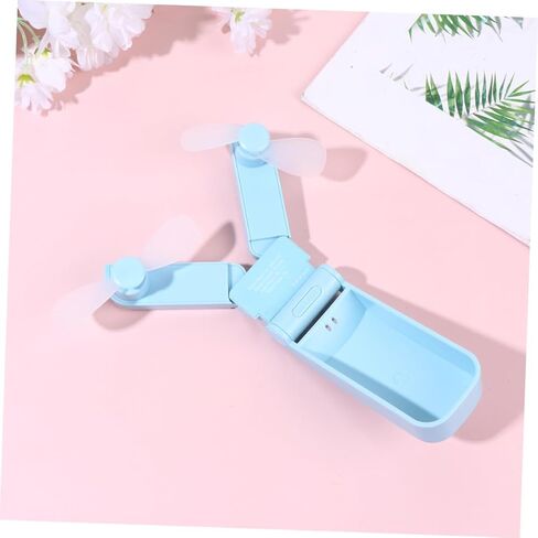 مروحة USB صغيرة قابلة للطي برأسين، مروحة تبريد كهربائية محمولة قابلة لإعادة الشحن للاستخدام في مكتب السفر مع لون أزرق سماوي in Kuwait