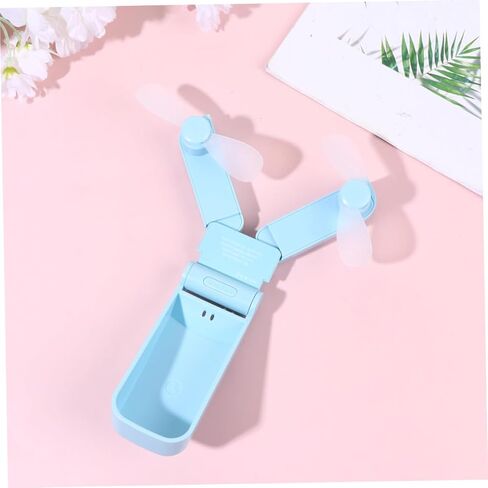 مروحة USB صغيرة قابلة للطي برأسين، مروحة تبريد كهربائية محمولة قابلة لإعادة الشحن للاستخدام في مكتب السفر مع لون أزرق سماوي in Kuwait