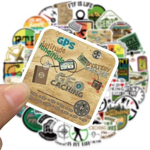 حزمة ملصقات Geocaching، 50 قطعة Geocacher Geocache مقاومة للماء من الفينيل لعشاق المغامرات لزجاجات المياه والدراجات والكمبيوتر المحمول والثلاجة والأمتعة والكمبيوتر وديكور لوح التزلج in Kuwait