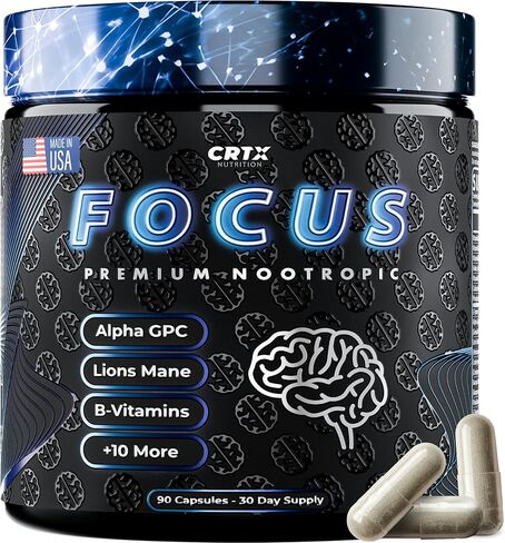 Nootropic Brain Supplements for Memory and Focus - Youthful Ageless Brain Booster - Natural Brain Fog and Stress Nootropics - Mind and Energy - Optimal Focus Factor and Clarity - CRTX Focus Nutrition in Saudi Arabia