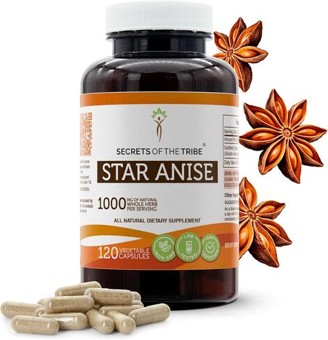 Secrets of the Tribe Star Anise 60 Capsules, 1000 mg, Star Anise (Illicium verum) Dried Seed (60 Capsules) in Saudi Arabia