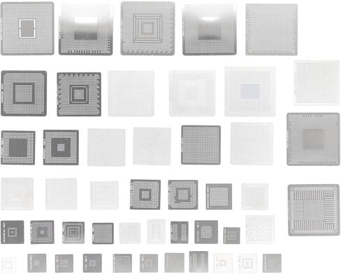 مجموعة BGA Reballing Stencil Net 304 المصنوعة من الفولاذ المقاوم للصدأ، قوالب إعادة صياغة عالمية متينة عالية الدقة لإصلاح اللوحة الأم لسطح المكتب والكمبيوتر المحمول مجموعة 47 قطعة in Kuwait