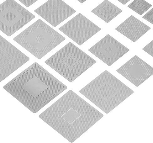 مجموعة BGA Reballing Stencil Net 304 المصنوعة من الفولاذ المقاوم للصدأ، قوالب إعادة صياغة عالمية متينة عالية الدقة لإصلاح اللوحة الأم لسطح المكتب والكمبيوتر المحمول مجموعة 47 قطعة in Kuwait