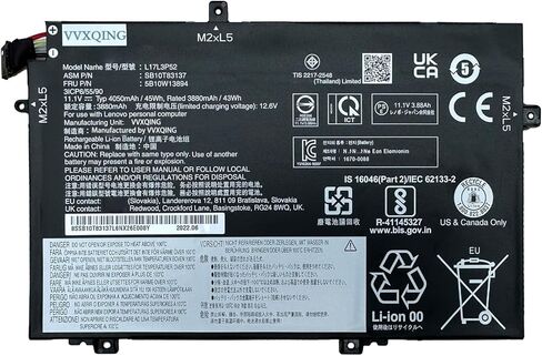 L17L3P52 01AV463 Battery for ThinkPad L480 L490 L580 L590 L14 L15 Series L17M3P53 SB10K97610 SB10K97611 01AV466 01AV464 L17M3P54 SB10K97612 01AV465 L17C3P52 RPJC3 0RPJC3 F62GO Vostro 13 5370 in Kuwait