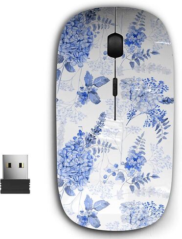 2.4G Ergonomic Portable USB Wireless Mouse for PC, Laptop, Computer, Notebook with Nano Receiver (Watercolor Blue Hydrangea) in Saudi Arabia