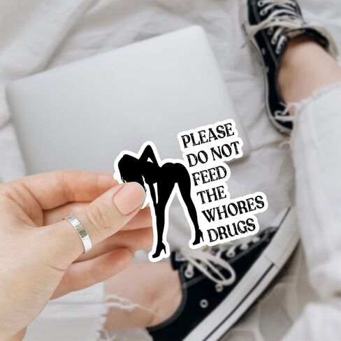 3Pcs Please Do Not Feed The Whores Drugs Sticker Funny Adult Gift Please Do Not Feed The Whores Drugs Stickers Sexy Girl Silhouette Crazy Bitch Decal for Laptop Bottle Phone Car Hard Hat 3" (F1) in Saudi Arabia