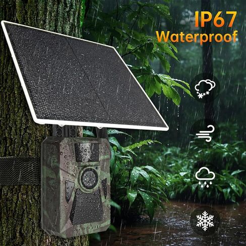 كاميرا خلوية تعمل بالطاقة الشمسية 4G - 4K 48 ميجابكسل، بطارية مدمجة 7500 مللي أمبير في الساعة، اتصال تلقائي على مستوى البلاد، رؤية ليلية، كاميرا ألعاب الصيد للحياة البرية والأمن والمراقبة in Kuwait