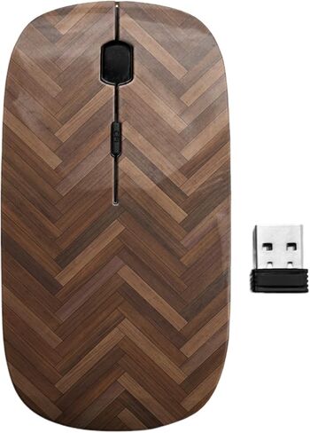 ماوس USB لاسلكي بتردد 2.4 جيجا هرتز، نمط متعرج من خشب الباركيه، فأرة كمبيوتر نحيفة ومريحة للأطفال in Kuwait