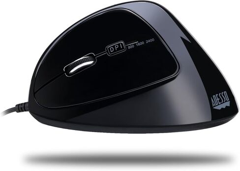 Adesso Imouse E7 - Ergonomic Mouse for Left Hand, with Cable, Programmable Functions, and Adjustable Weight, Black in Saudi Arabia