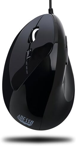 Adesso Imouse E7 - Ergonomic Mouse for Left Hand, with Cable, Programmable Functions, and Adjustable Weight, Black in Saudi Arabia