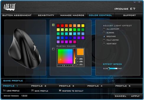 Adesso Imouse E7 - Ergonomic Mouse for Left Hand, with Cable, Programmable Functions, and Adjustable Weight, Black in Saudi Arabia
