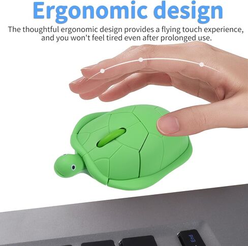 Wireless Mouse Cute Animal Turtle Shape 1600 DPI Silent Click Portable Travel Lightweight USB Cordless Cartoon Ambidextrous Mice for PC Laptop Computer Mac Desktop Kids Girls Women Men Gift in Kuwait
