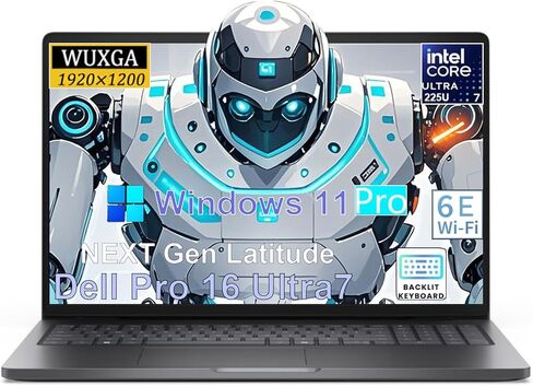 Dell Pro 16 PC16250 (الجيل التالي Latitude) كمبيوتر محمول للأعمال، شاشة WUXGA 16 بوصة 1920x1200 IPS، Intel Ultra 7 225U (12 نواة، حتى 5.2 جيجا هرتز)، ذاكرة وصول عشوائي DDR5 سعة 16 جيجابايت، SSD 512 جيجابايت، لوحة مفاتيح بإضاءة خلفية، WiFi 6E، Win 11 Pro in Kuwait
