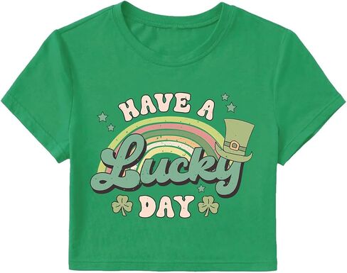 St Patricks Day Baby Tee Irish Shamrock Crop Top in Saudi Arabia