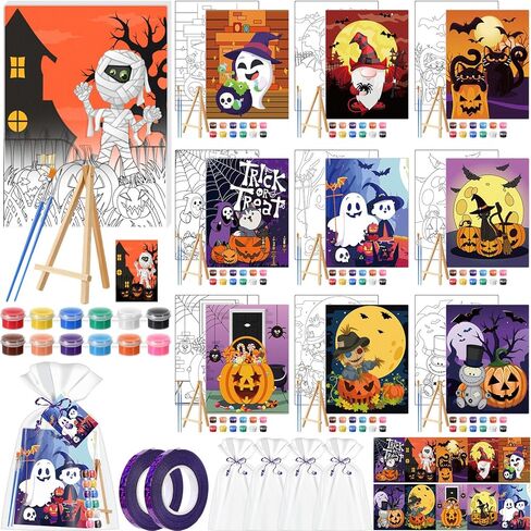 10 Sets Fall Thanksgiving Pre Drawn Canvas to Paint Gifts Sets 8" x 10" Turkey Pre Printed Canvas with Greeting Cards Outline Panels Bulk for Beginners DIY Craft Project Party Favor Decors in Saudi Arabia