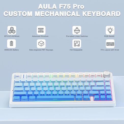 AULA F75 Pro Wireless Mechanical Keyboard with Knob SC800 Wireless Gaming Mouse in Saudi Arabia