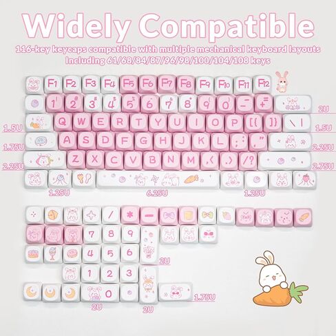 AULA Wireless Keyboard and Keycaps Combo, F108 Pro Full Size Mechanical Keyboard White&Pink Keycap Set in Saudi Arabia