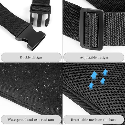 Extra Long Strap Fanny Pack, 59 Inch Max Adjustable Strap Plus Size Crossbody Bag, Extended Length Waist Bag for Travel Hiking Running Sports Black (Black) in Saudi Arabia