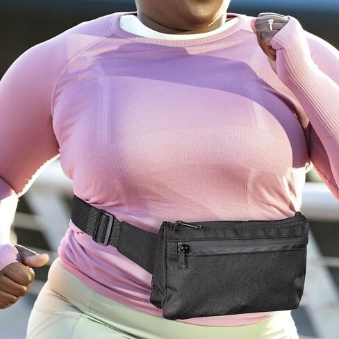 Extra Long Strap Fanny Pack, 59 Inch Max Adjustable Strap Plus Size Crossbody Bag, Extended Length Waist Bag for Travel Hiking Running Sports Black (Black) in Saudi Arabia