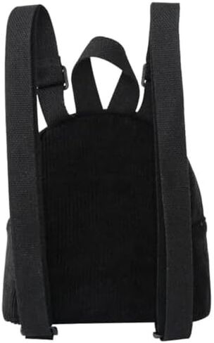 Zipper Travel Lightweight Shoulder Bag Solid Color Mini Backpack Book Bags Corduroy Backpack Small Backpacks(black) in Saudi Arabia