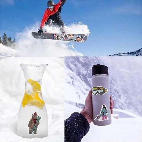 Skiing Stickers Pack - 50 Pcs Winter Sports Waterproof Decals for Water Bottles, Laptop, Hard Hats, Scrapbooking in Saudi Arabia