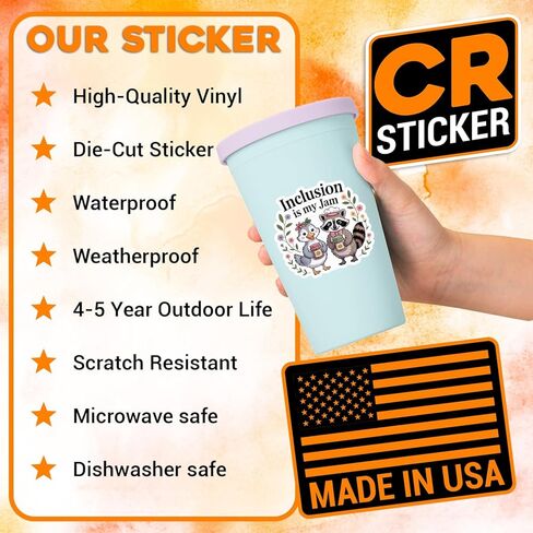 Inclusion is My Jam Sticker Neurodiversity SPED Teacher Autism Awareness Waterproof Vinyl Decal for Water Bottles Tumbler Laptop Car Kindle - Gift for Kid Girl Boy Ver03 in Saudi Arabia