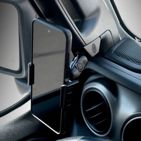 مقبض حمل Tackform Link/حامل عمود على شكل حرف A مع حامل هاتف زنبركي 20LITE - متوافق مع 2018-2023 Jeep Wrangler JL و2020-2023 Jeep Gladiator JT | جميع المعادن | ألومنيوم CNC 6061 | أحمر in Saudi Arabia