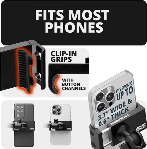 مقبض حمل Tackform Link/حامل عمود على شكل حرف A مع حامل هاتف زنبركي 20LITE - متوافق مع 2018-2023 Jeep Wrangler JL و2020-2023 Jeep Gladiator JT | جميع المعادن | ألومنيوم CNC 6061 | أحمر in Saudi Arabia