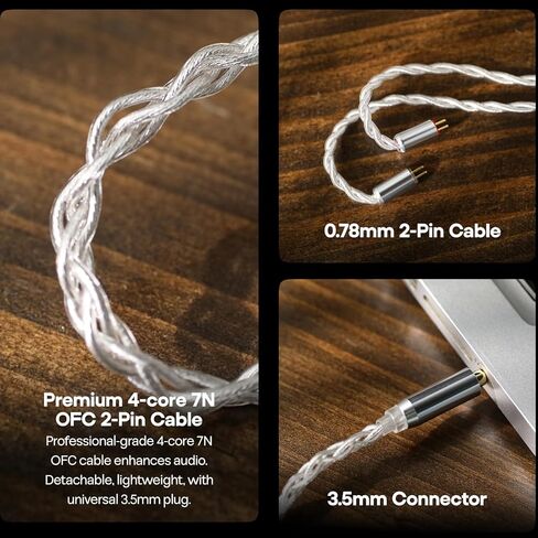 Kiwi Ears Orchestra Lite in Ear Monitor, Custom 8BA HiFi Earphone, Studio Monitor Headphone, Wired Earbuds with Detachable OFC Cable, Handcrafts Faceplate for Audiophile Musician (Clear) in Saudi Arabia