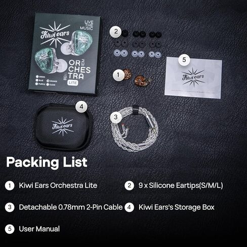 Kiwi Ears Orchestra Lite in Ear Monitor, Custom 8BA HiFi Earphone, Studio Monitor Headphone, Wired Earbuds with Detachable OFC Cable, Handcrafts Faceplate for Audiophile Musician (Clear) in Saudi Arabia