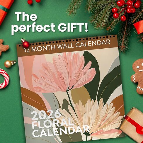 تقويم فن الأزهار لعام 2026 | تقويم جداري على شكل زهرة آرت ديكو الحديثة لعام 2026، انغمس في الجمال العتيق مع مخطط الجدار المعلق الجمالي الزهري الأنيق هذا لمنزلك البوهيمي in Kuwait