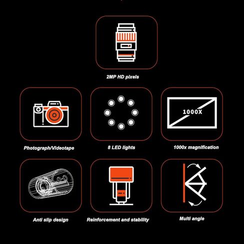 50X to 1000X Magnification Wireless Portable WiFi Handheld Microscope for Observing Minerals, Stamps, and Jewelry, 1080P Resolution, 8 LED Lights, 2MP Camera in Saudi Arabia