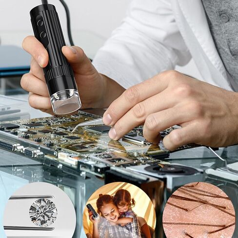 50X to 1000X Magnification Wireless Portable WiFi Handheld Microscope for Observing Minerals, Stamps, and Jewelry, 1080P Resolution, 8 LED Lights, 2MP Camera in Saudi Arabia