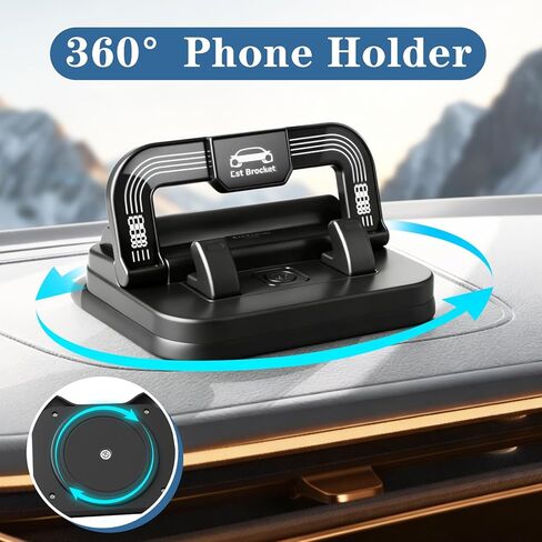 Car Phone Holder 360 Degree Rotation, 2-in-1 Dashboard Phone Holder & Parking Number Plate, Suction Cup Phone Mount with Anti-Slip Silicone, Adjustable Horizontal Vertical for All Phone in Kuwait