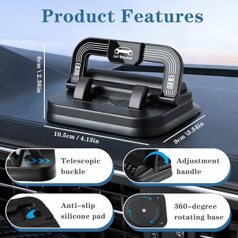 Car Phone Holder 360 Degree Rotation, 2-in-1 Dashboard Phone Holder & Parking Number Plate, Suction Cup Phone Mount with Anti-Slip Silicone, Adjustable Horizontal Vertical for All Phone in Kuwait