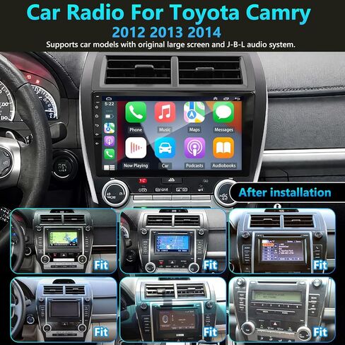 راديو ستيريو للسيارة 4G+64G لسيارة Toyota Camry 2012 2013 2014، 10 بوصة IPS HD شاشة تعمل باللمس مع CarPlay & Andriod Auto/WiFi/Bluetooth/GPS/Mirror Link/FM/USB/SWC/AHD كاميرا احتياطية/ميكروفون (لـ J.B.L) in Kuwait