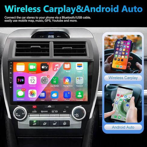 راديو ستيريو للسيارة 4G+64G لسيارة Toyota Camry 2012 2013 2014، 10 بوصة IPS HD شاشة تعمل باللمس مع CarPlay & Andriod Auto/WiFi/Bluetooth/GPS/Mirror Link/FM/USB/SWC/AHD كاميرا احتياطية/ميكروفون (لـ J.B.L) in Kuwait