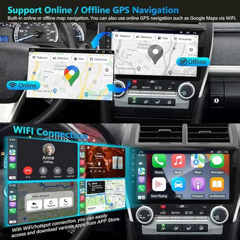 راديو ستيريو للسيارة 4G+64G لسيارة Toyota Camry 2012 2013 2014، 10 بوصة IPS HD شاشة تعمل باللمس مع CarPlay & Andriod Auto/WiFi/Bluetooth/GPS/Mirror Link/FM/USB/SWC/AHD كاميرا احتياطية/ميكروفون (لـ J.B.L) in Kuwait