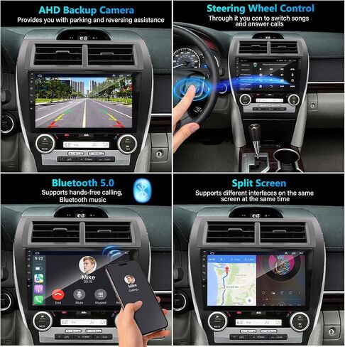 راديو ستيريو للسيارة 4G+64G لسيارة Toyota Camry 2012 2013 2014، 10 بوصة IPS HD شاشة تعمل باللمس مع CarPlay & Andriod Auto/WiFi/Bluetooth/GPS/Mirror Link/FM/USB/SWC/AHD كاميرا احتياطية/ميكروفون (لـ J.B.L) in Kuwait