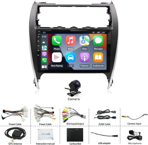 راديو ستيريو للسيارة 4G+64G لسيارة Toyota Camry 2012 2013 2014، 10 بوصة IPS HD شاشة تعمل باللمس مع CarPlay & Andriod Auto/WiFi/Bluetooth/GPS/Mirror Link/FM/USB/SWC/AHD كاميرا احتياطية/ميكروفون (لـ J.B.L) in Kuwait