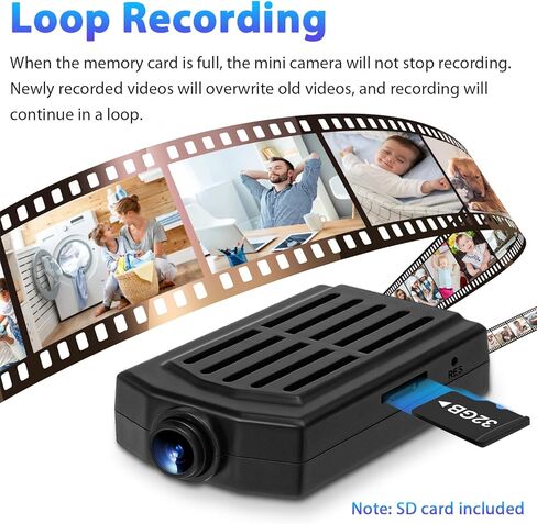 64GB Mini Security Camera,1080P Nanny Video Cam Dome Camera with Motion Detection, 3H Battery for Pet/Nanny Surveillance(Not WiFi) in Saudi Arabia
