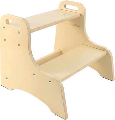 Toddler Step Stool, 2-Step Wooden Step Stool with Adjustable Hight, Sturdy 330lbs Capacity Kid Stool for Toddlers, Easy-Wipe Surface (Natural Wood) in Saudi Arabia