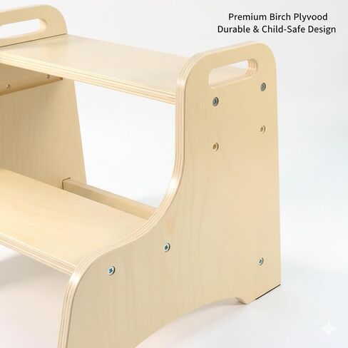Toddler Step Stool, 2-Step Wooden Step Stool with Adjustable Hight, Sturdy 330lbs Capacity Kid Stool for Toddlers, Easy-Wipe Surface (Natural Wood) in Saudi Arabia