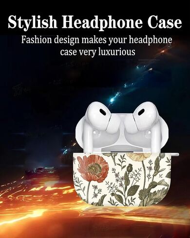 متوافق مع غطاء حافظة Airpod pro الجيل الثاني/الأول مع سلسلة مفاتيح مستديرة ذهبية نمط لطيف وغطاء صلب ومضاد للانزلاق للرجال والنساء والفتيات (زهرة لطيفة) in Kuwait