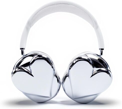 Chrome Case for AirPods Max (2020/2024) 3D Durable Attachments & Covers, Anti-Scratch Protective Accessories, Cool Y2K Metallic Case for AirPod Max Headphones (Hearts) in Saudi Arabia