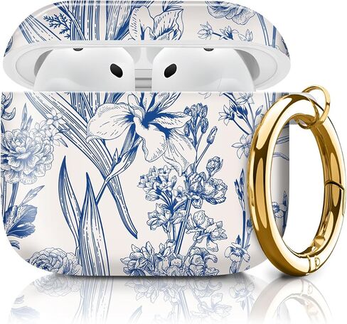 متوافق مع غطاء حافظة Apple Airpods الجيل الرابع (2024)، غطاء حماية ناعم من مادة TPU لهاتف Airpod 4 مع سلسلة مفاتيح ذهبية للنساء والرجال (زهرة هزلية) in Kuwait