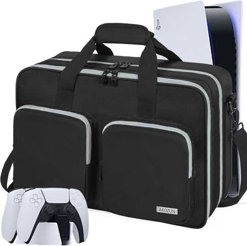 AKOZLIN Full Padded Carrying Travel Bag Compatible with PS5/PS5 Pro Console Monitor,Headset,Game,Charger & Accessories Storage Case [Video Game] in Kuwait